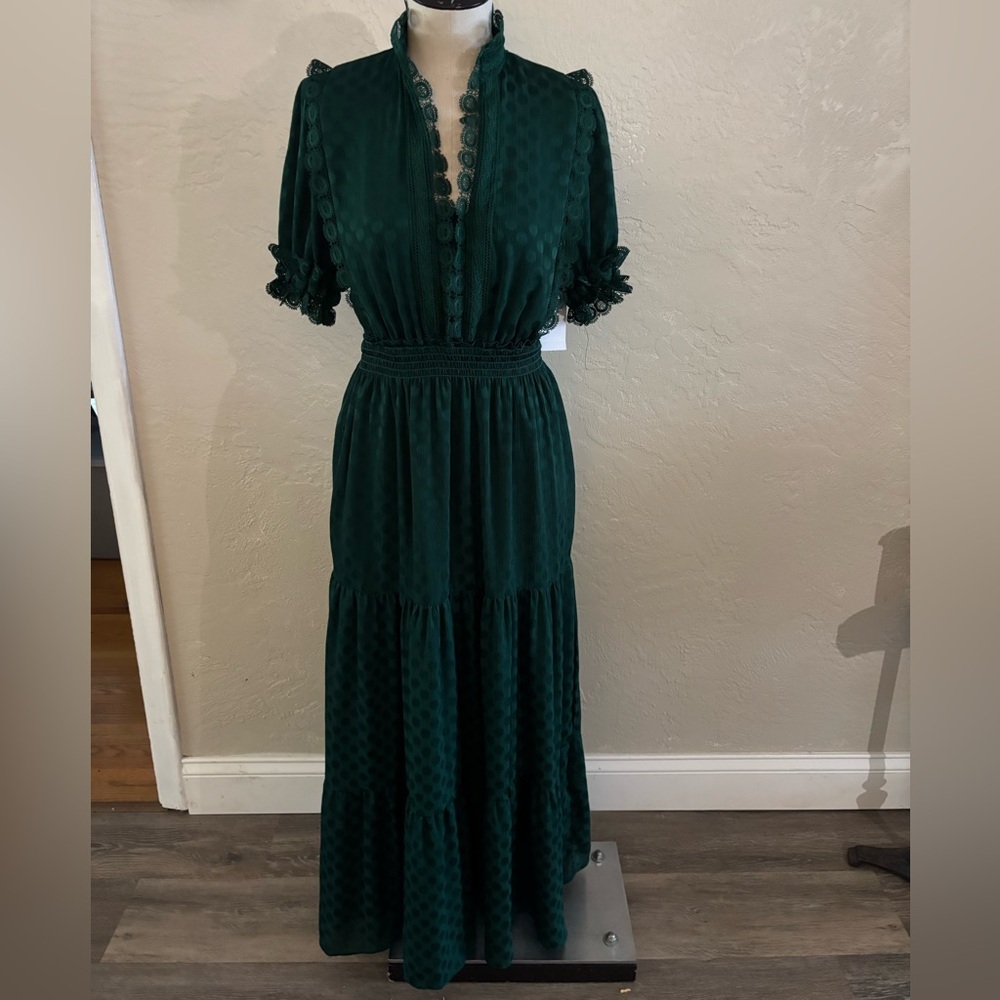Dj-Jaz Emerald Green Tiered Maxi Dress Sz 6 NWT